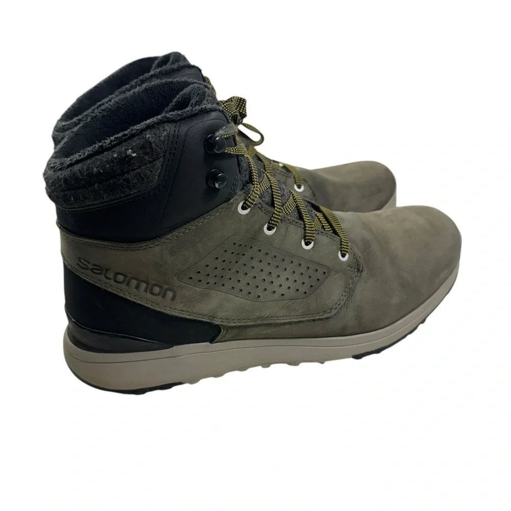 Salomon Mens Utility Winter CS WP Gray Leather Winter & Snow Boots Shoes Sz 10